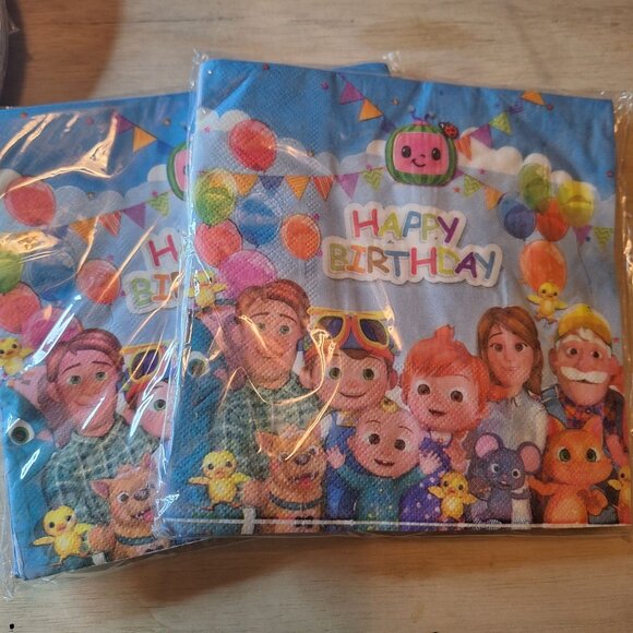 Coco Melon Birthday Party Plate Napkin Balloon Cake Topper Bottle Label Stickers - Picture 4 of 9